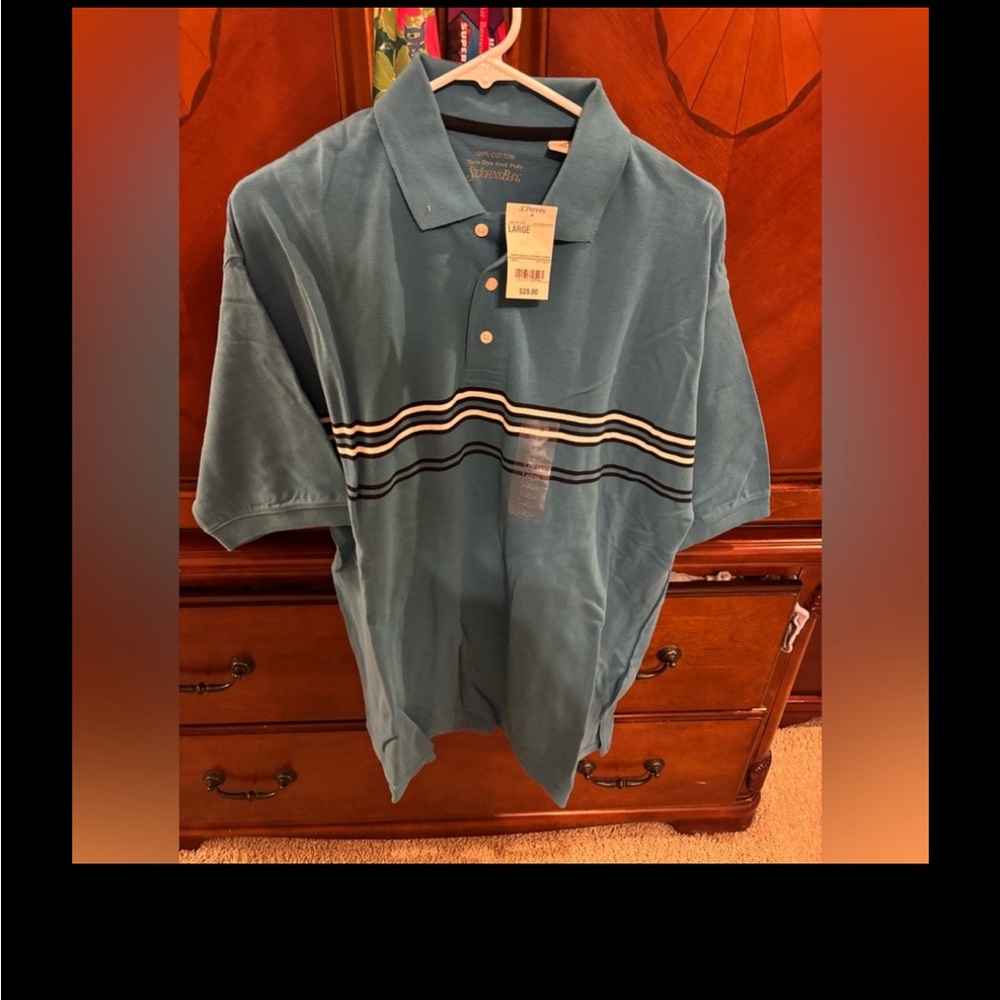 jcpenney Dark Aqua Blue Short Sleeve Polo